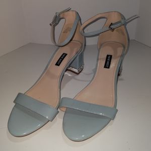 Nine West Hazel Ankle Strap Sandal Size 9.5 Light Blue (Pre-Owned)